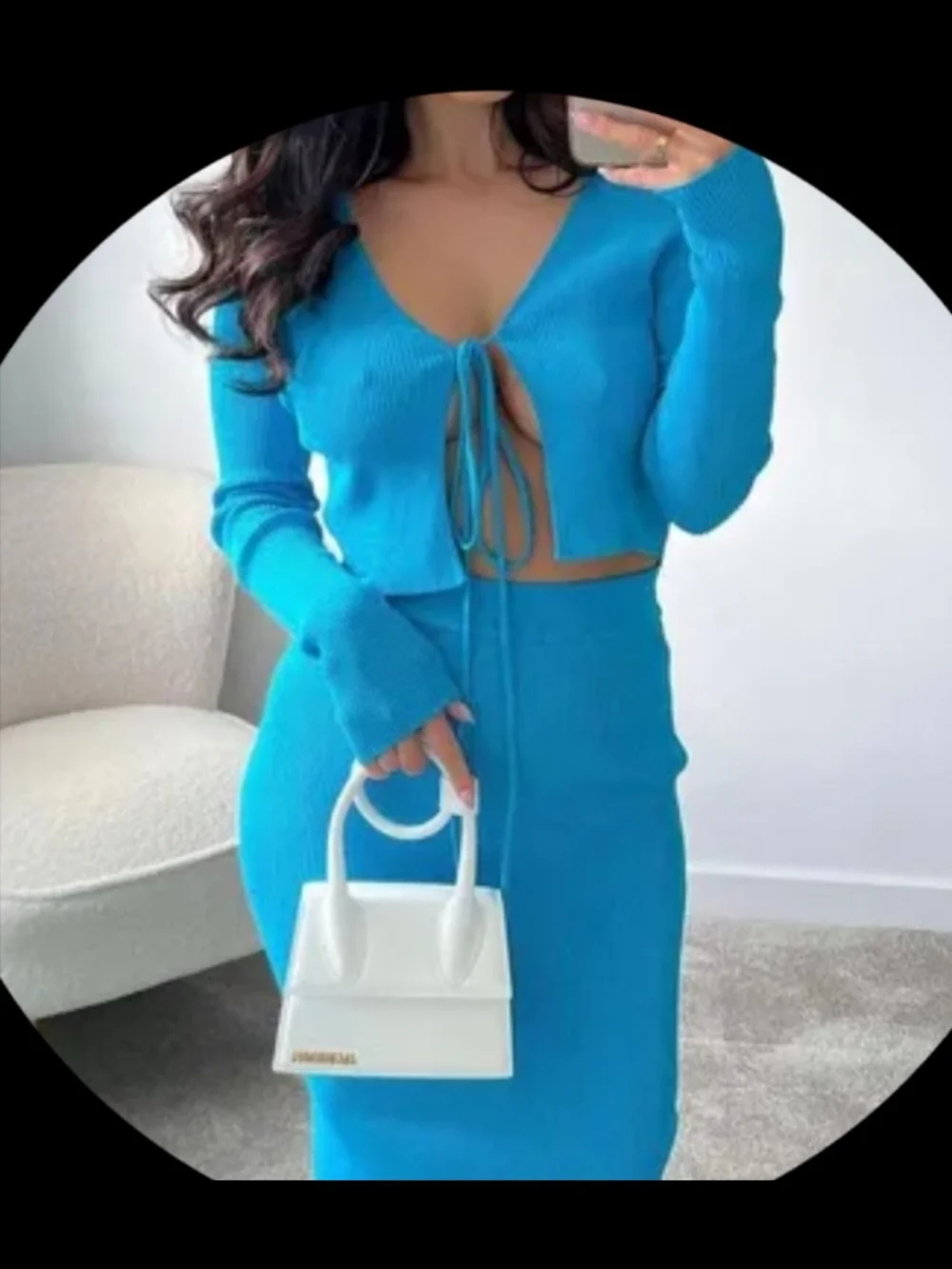 Fashion Nova Turquoise Ribbed Crewneck Sweater - Matching Set